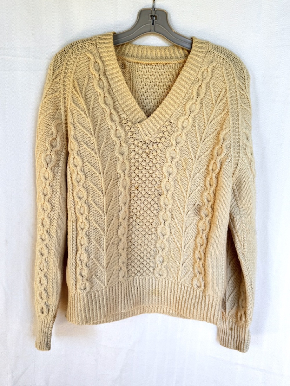 Vintage Standun Irish Cream Cable Knit Sweater Galway Ireland